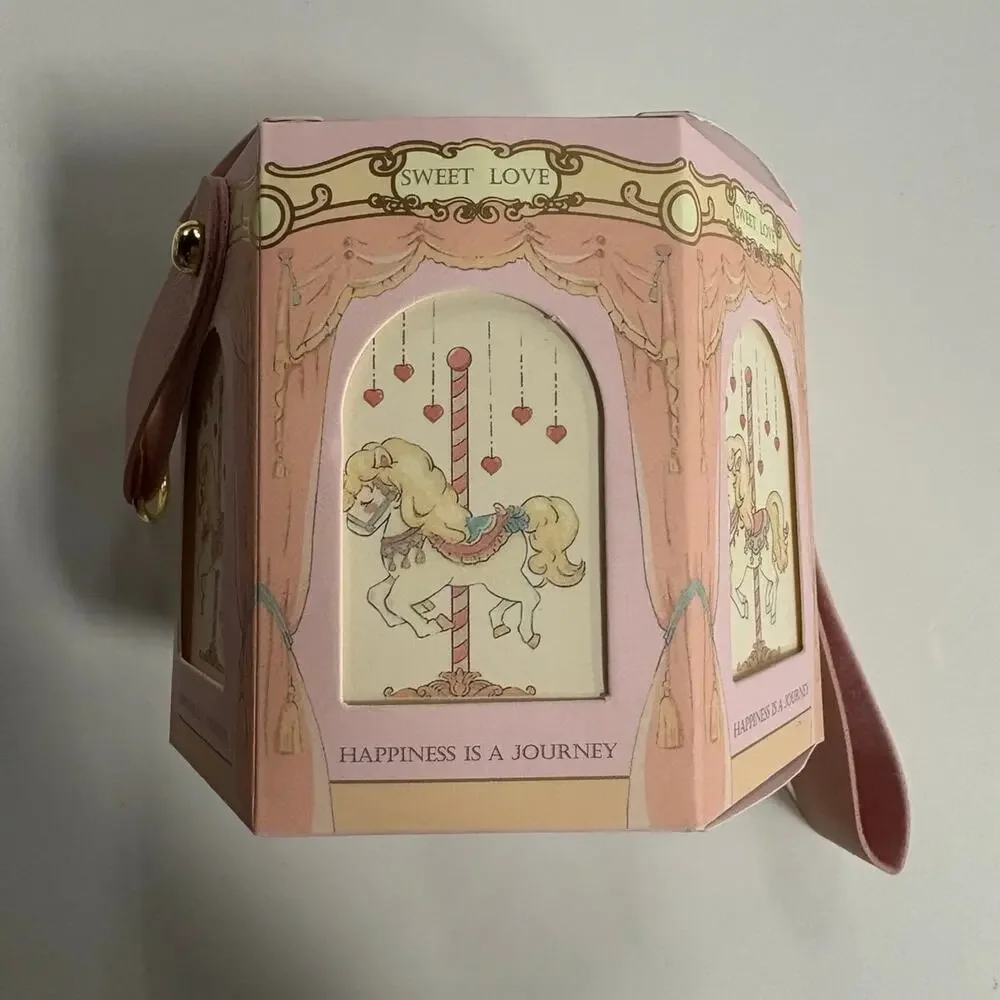 Pink 3.5x4” carousel Happiness is a journey goodie gift box